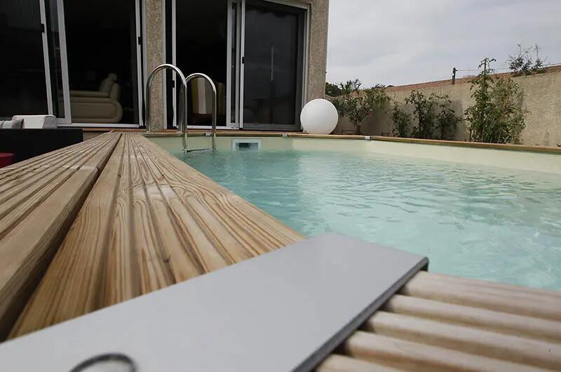 Piscine bois Océa 6,10 x 4,00 x 1,30 m - Liner beige 4/5