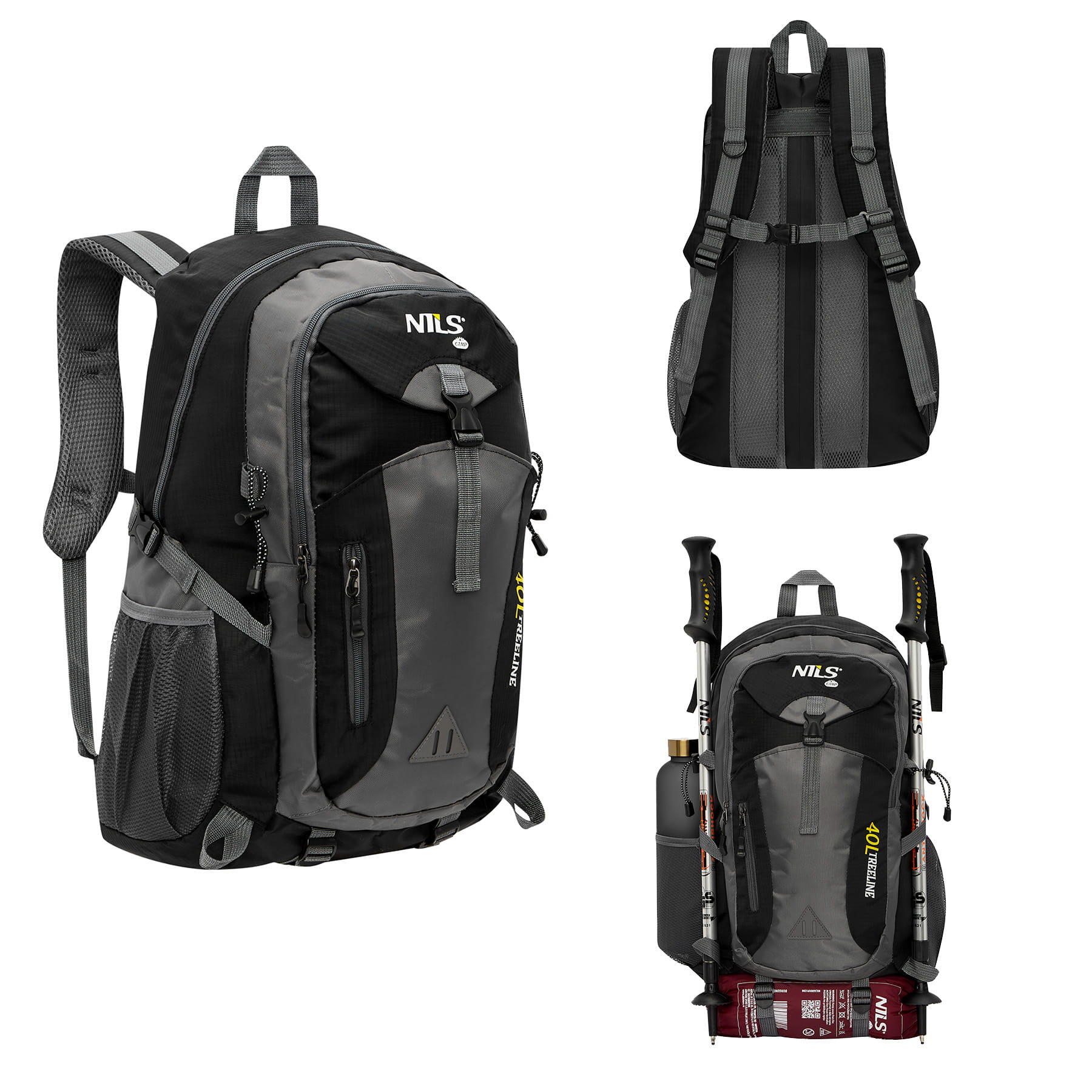 Erwachsene Wandern Rucksack - Treeline 40L, schwarz 3/7