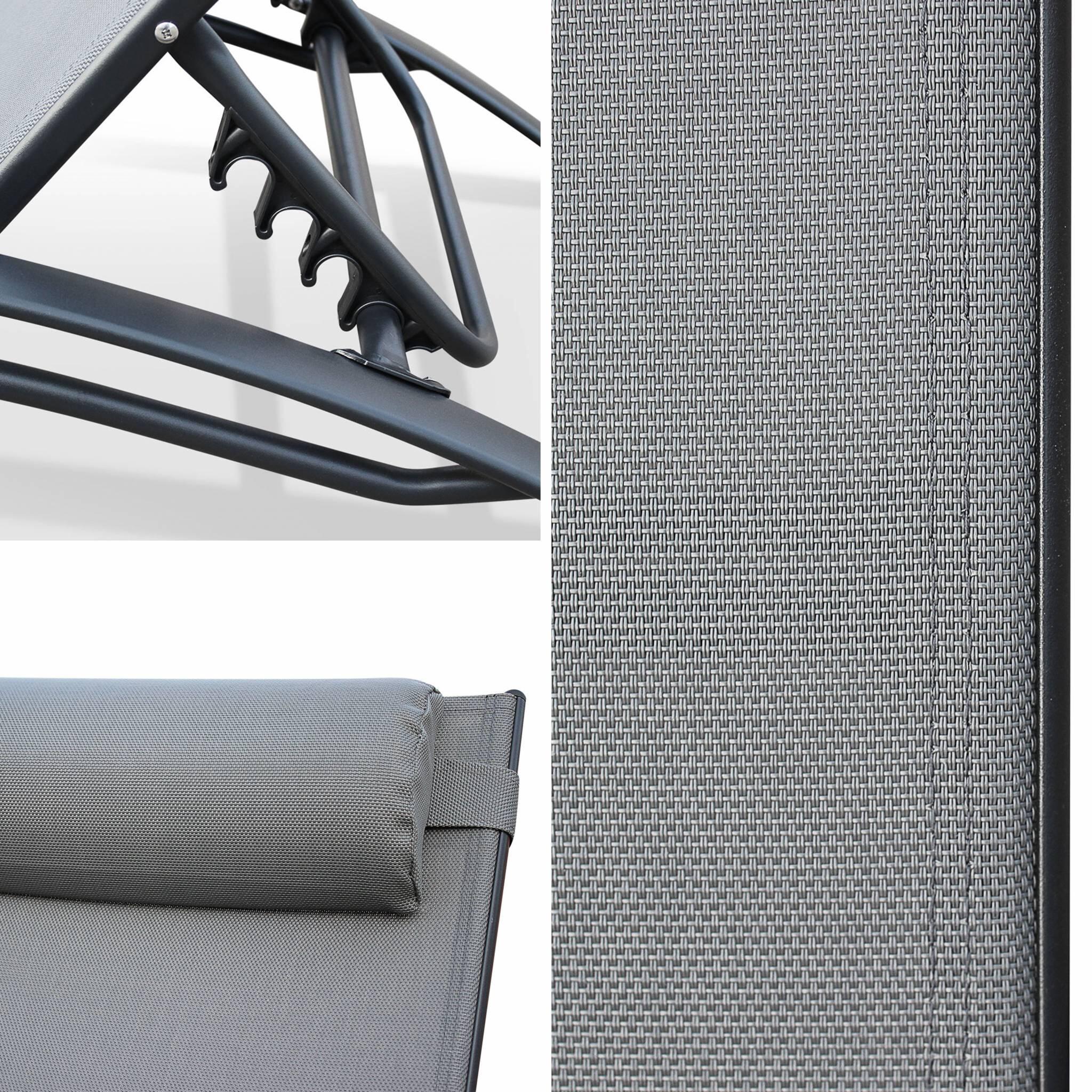 Tumbona de aluminio textileno, set de 2, Antracita 5/6