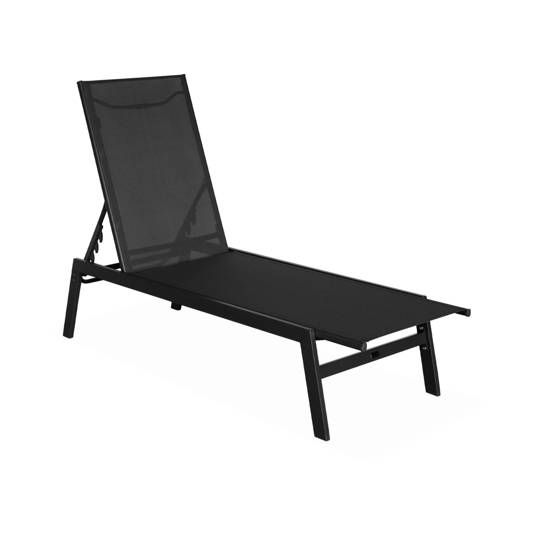 Transat de aço multi posições, set de 2, Preto 4/6
