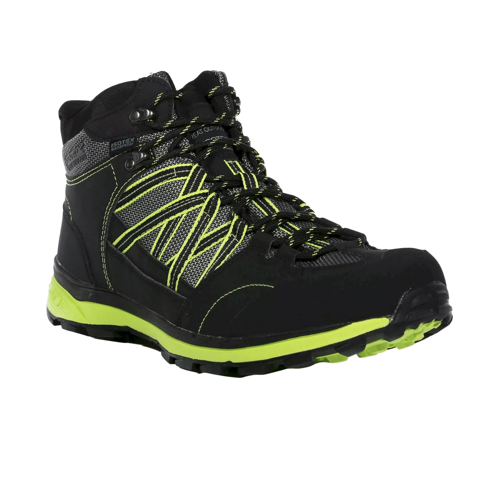 Mens Samaris Mid II Hiking Boots (Black/Electric Lime) 4/5