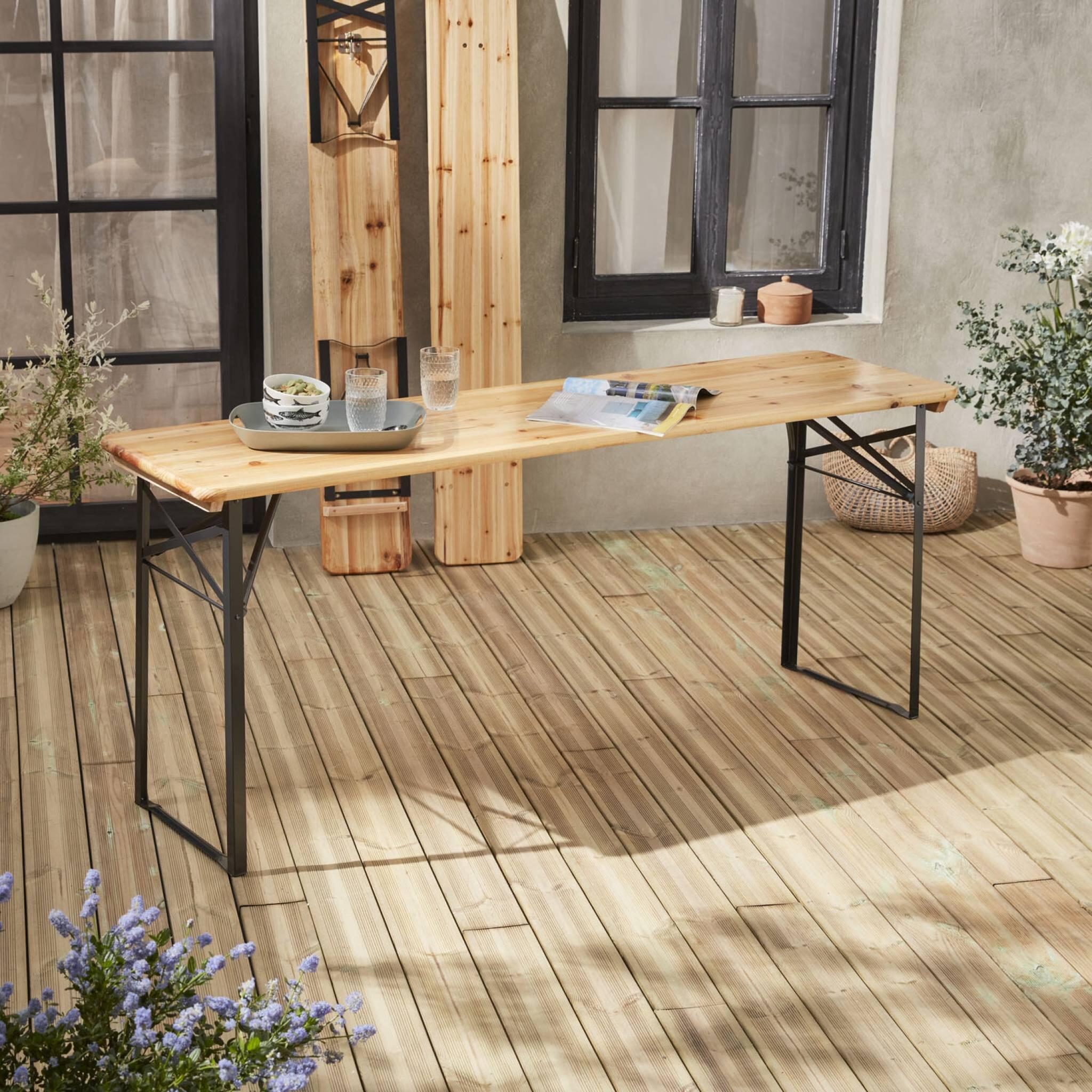 Table en bois 180cm avec 2 bancs pliable, 6 places | sweeek 5/6
