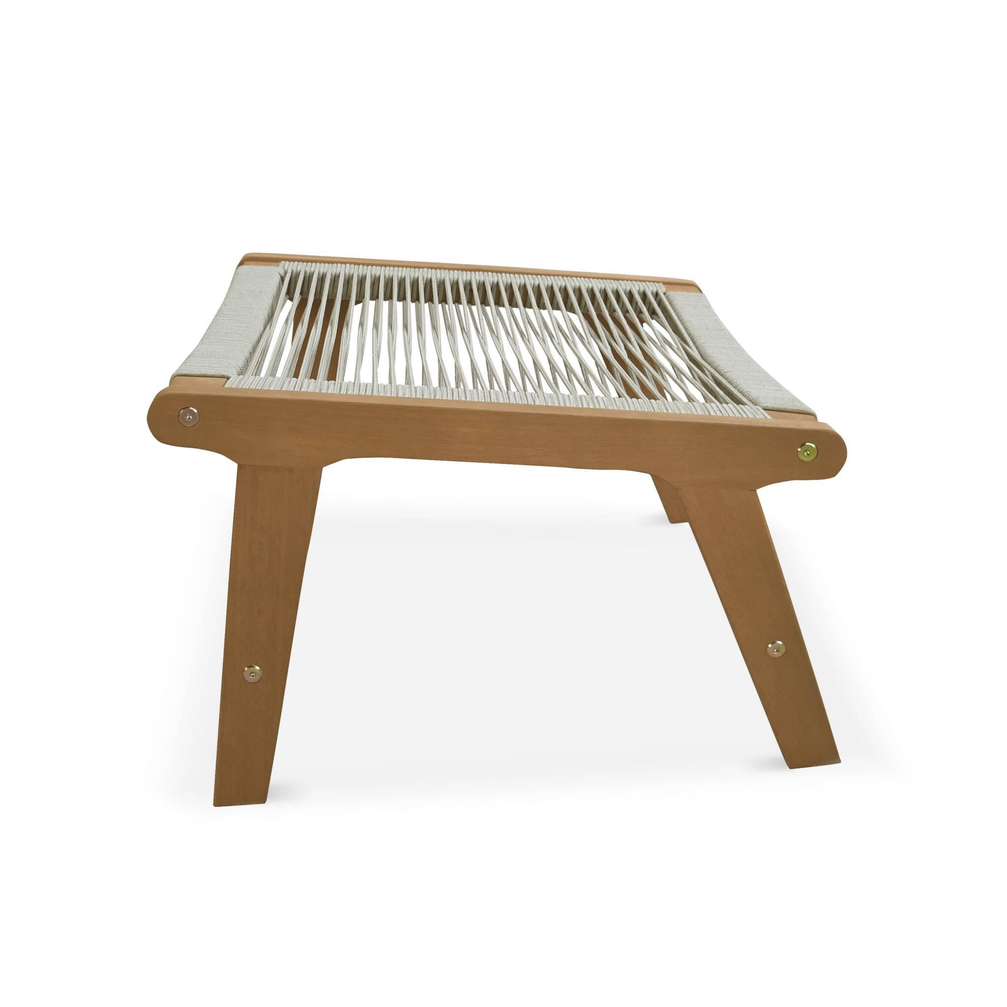 Silla de jardín de madera y cuerda con reposapiés, Pardo 5/6