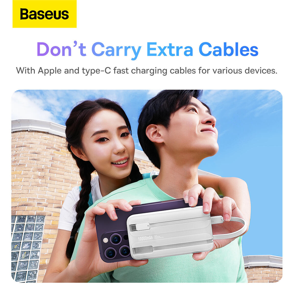 Powerbank Baseus Comet Series con Display 10000mAh 22.5W - Bianco + Cavi 3/7