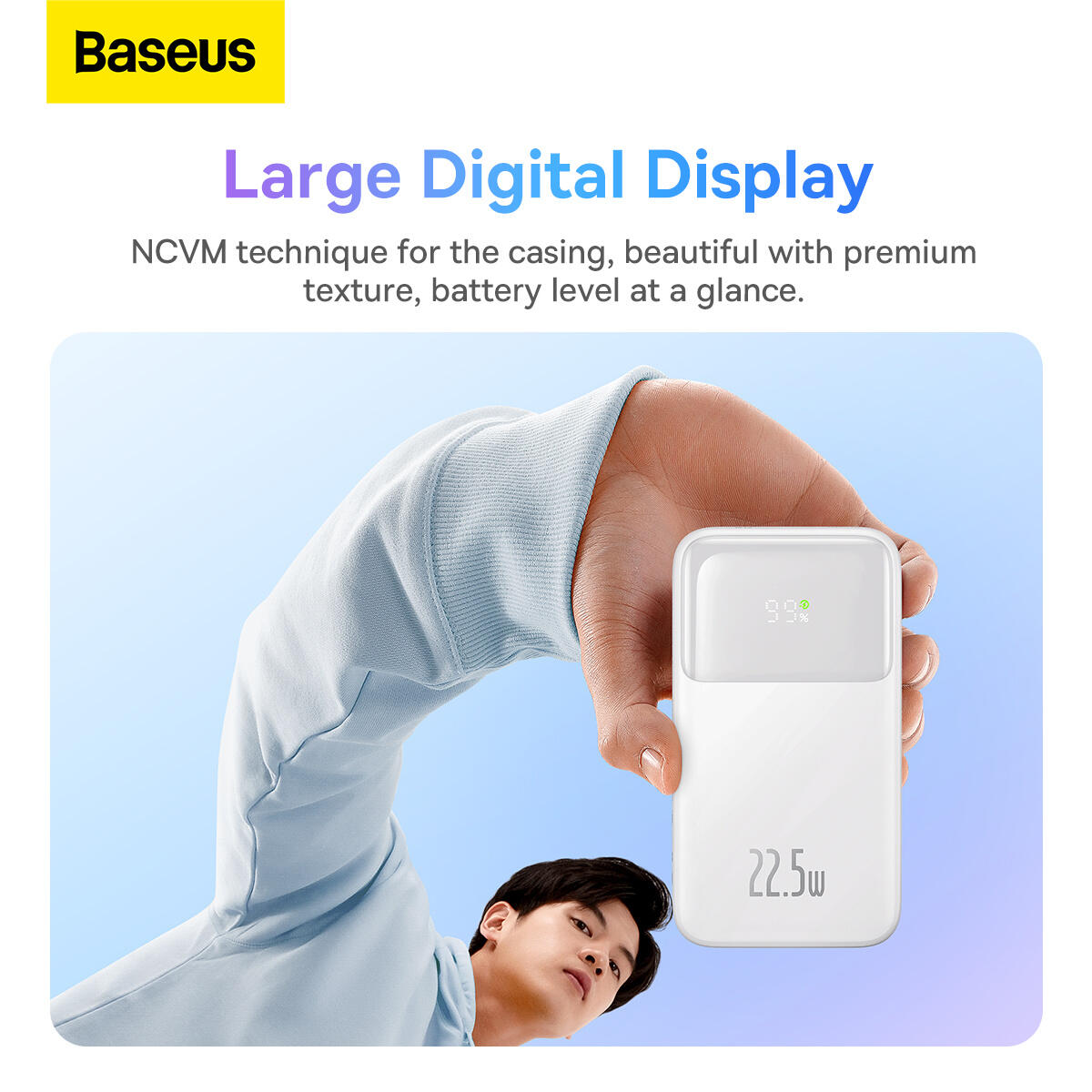 Powerbank Baseus Comet Series con Display 10000mAh 22.5W - Bianco + Cavi 5/7
