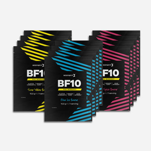 BF10 Pre-workout - Sachets - Mélange de saveurs - 126 grammes (12 doses)