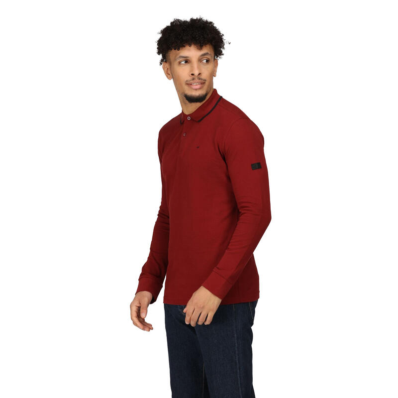 Herenpoloshirt Leaonzo met lange mouwen (Syrah Rood)