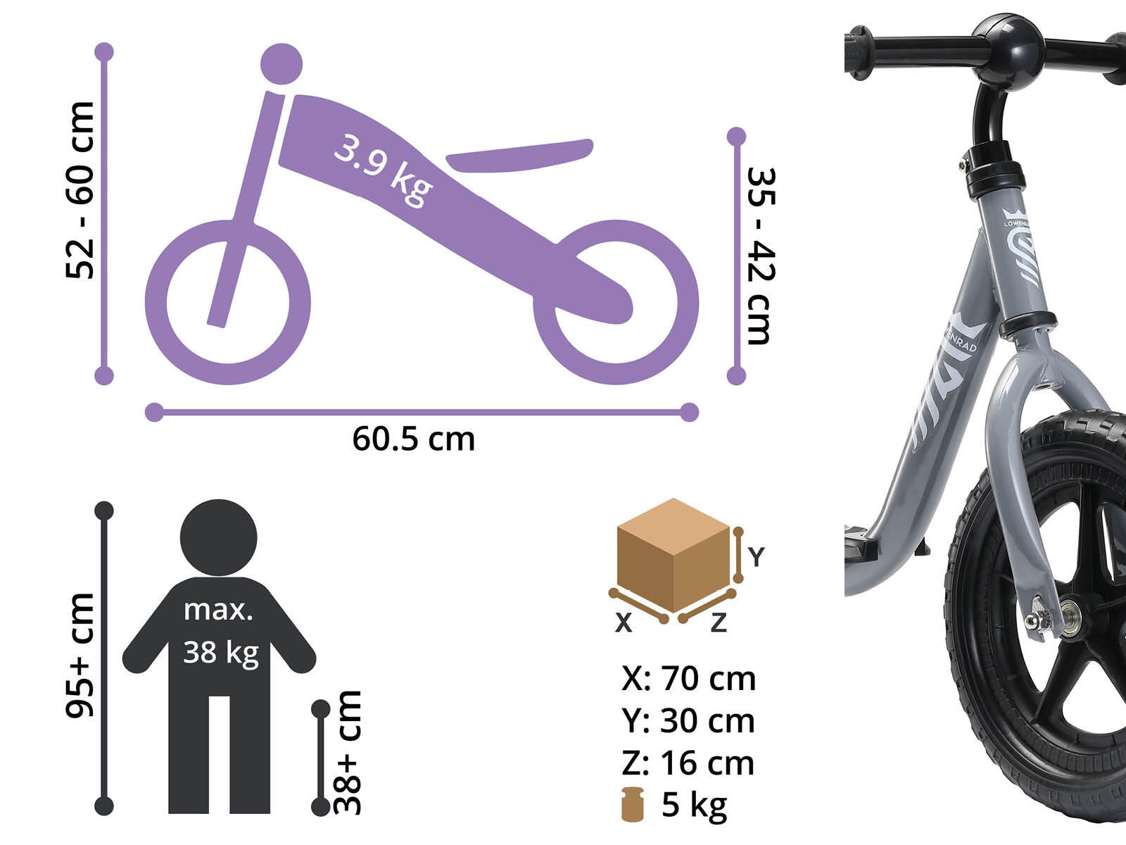 Loopfiets 12 inch 3 jaar urbain 3/4