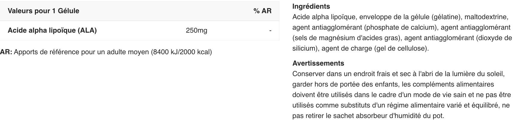 ALA (ácido alfa lipóico) - 50 Cápsulas Biotech USA 2/5