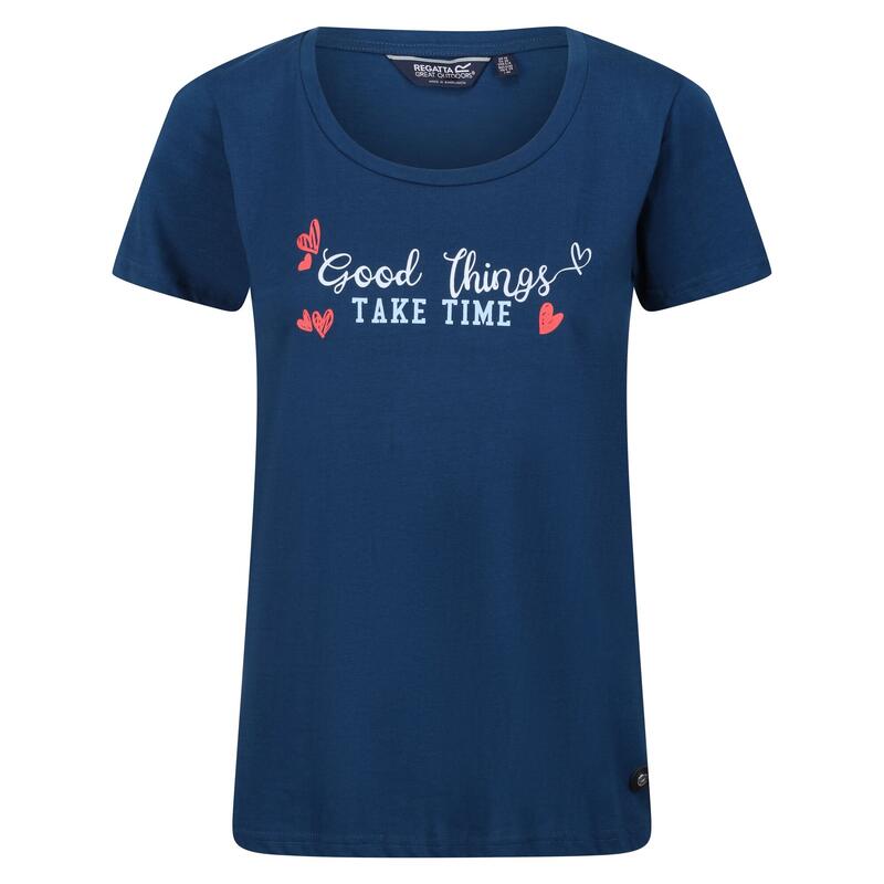 Tshirt FILANDRA GOOD THINGS TAKE TIME Femme (Bleu opale)