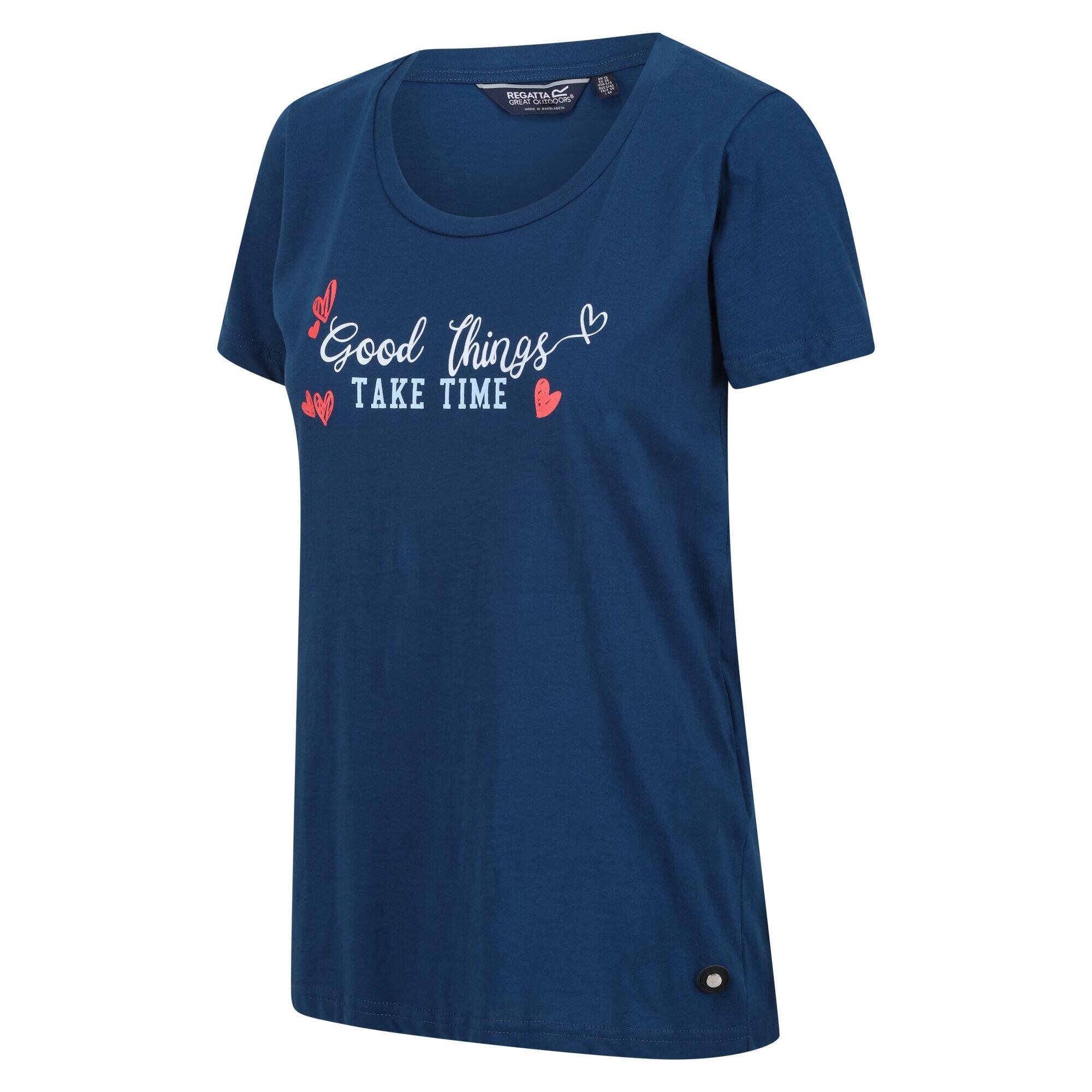 Womens/Ladies Filandra VII Good Things Take Time Heart TShirt (Blue Opal) 3/5