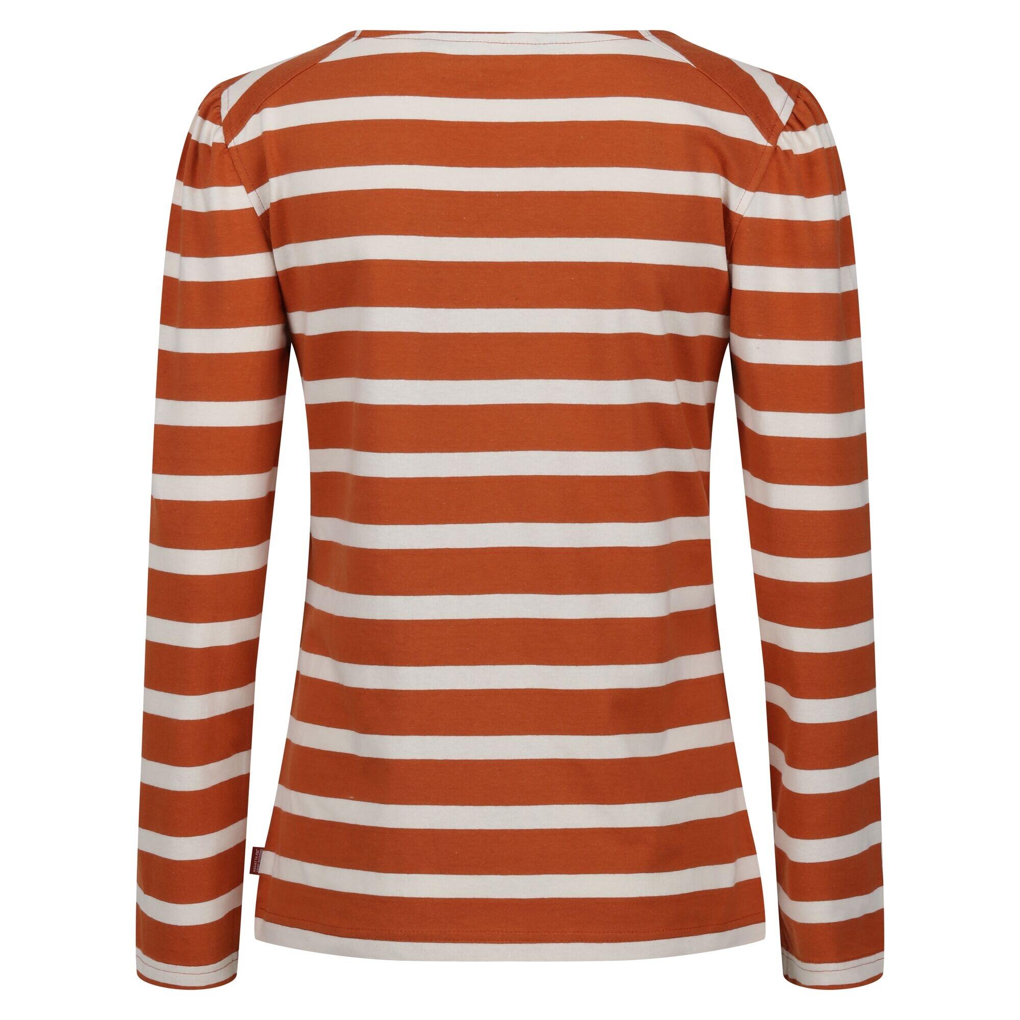 Womens/Ladies Federica Stripe LongSleeved TShirt (Burnt Copper/Light Vanilla) 2/5