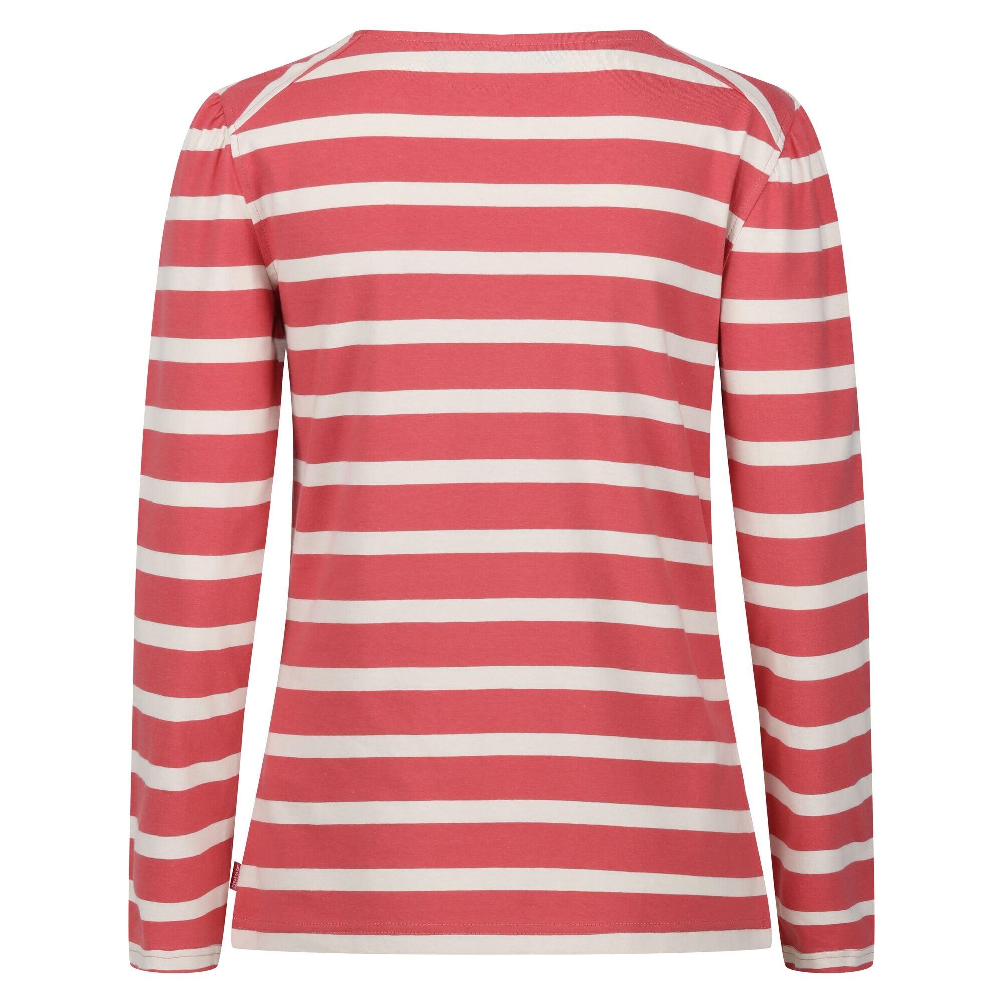 Womens/Ladies Federica Stripe LongSleeved TShirt (Mineral Red/Light Vanilla) 2/5