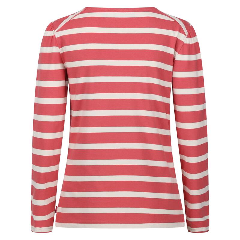 T-Shirt de manga comprida Federica Stripe para senhora/senhora Vermelho