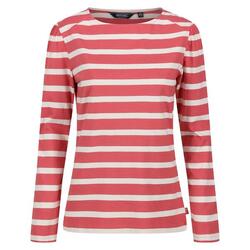 Dames Federica Stripe Tshirt met lange mouwen (Mineraal Rood/Licht Vanille)