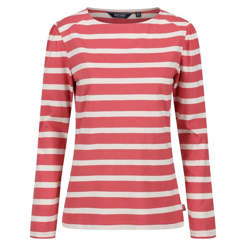 T-Shirt de manga comprida Federica Stripe para senhora/senhora Vermelho