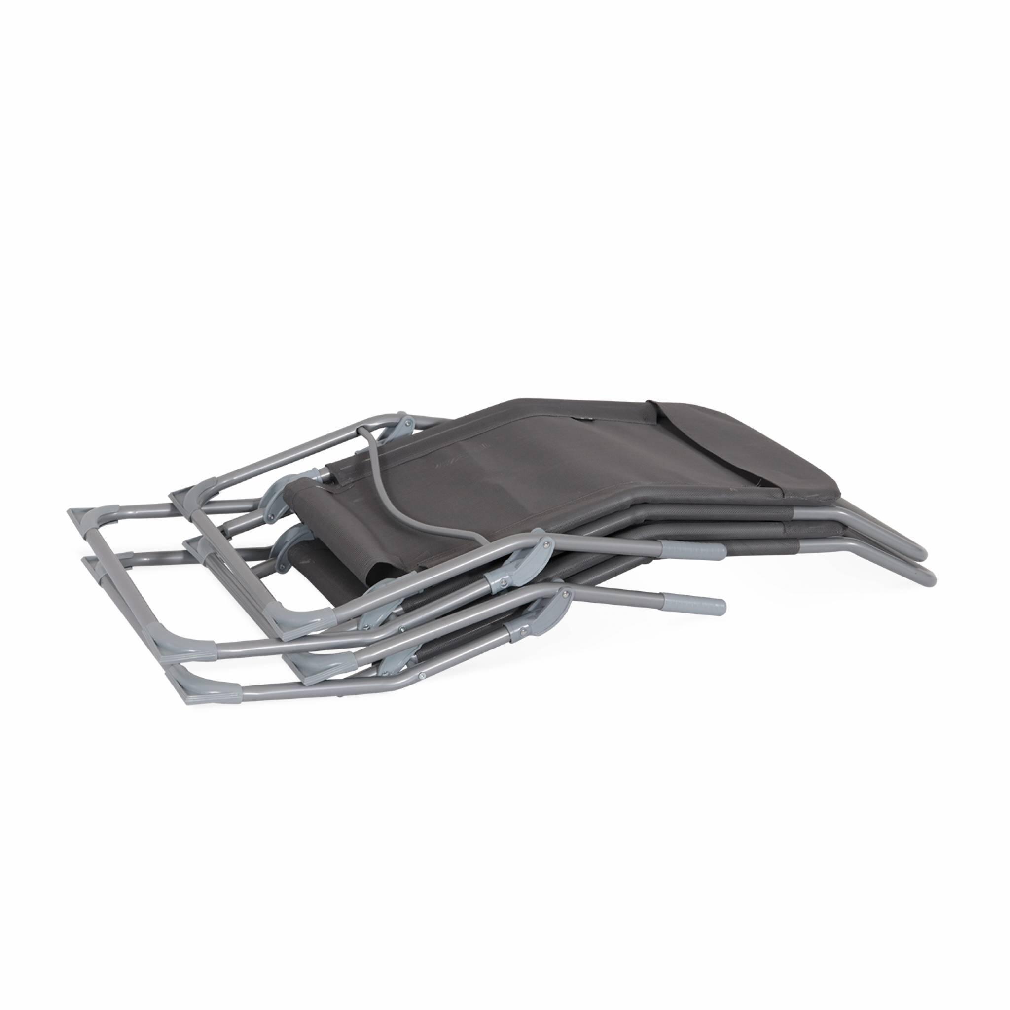 Tumbona plegable de textileno con 2 posiciones, set de 4, Antracita 5/6