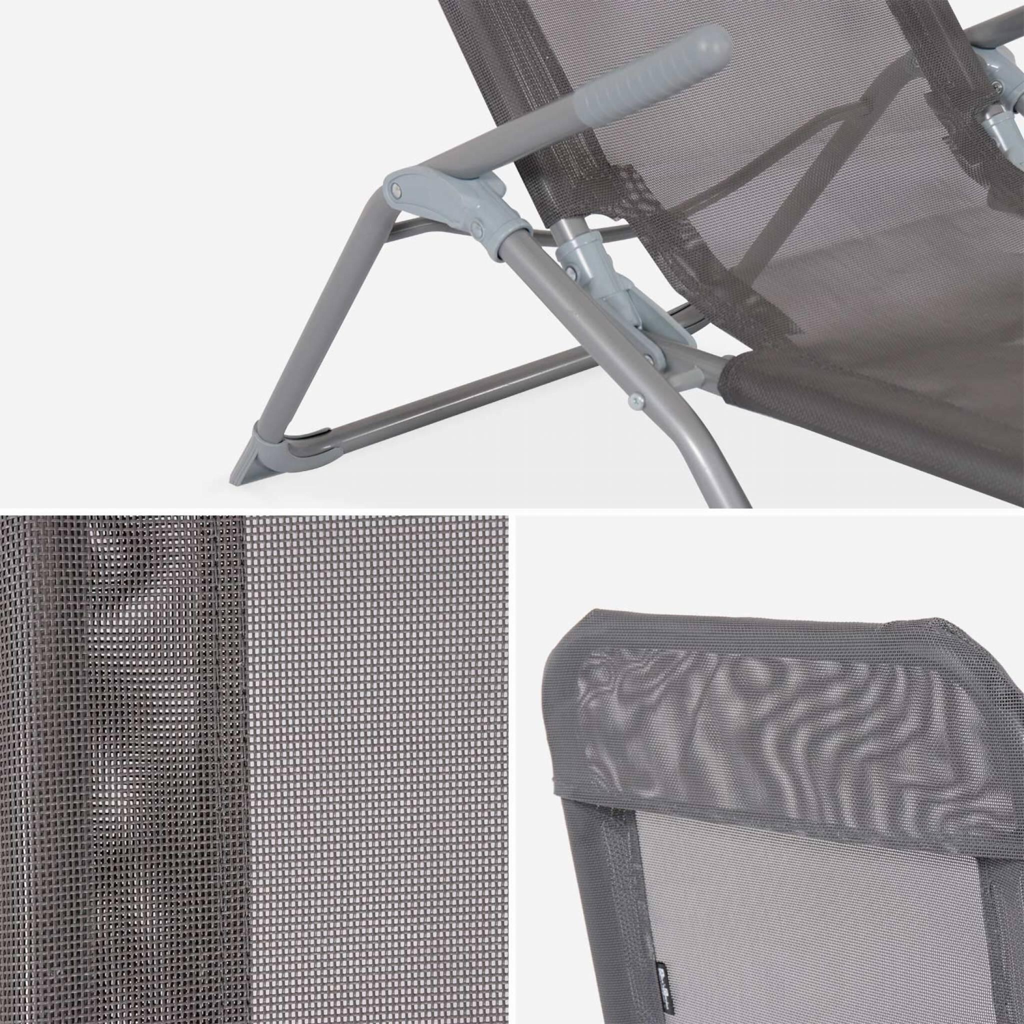 Tumbona plegable de textileno con 2 posiciones, set de 4, Antracita 6/6