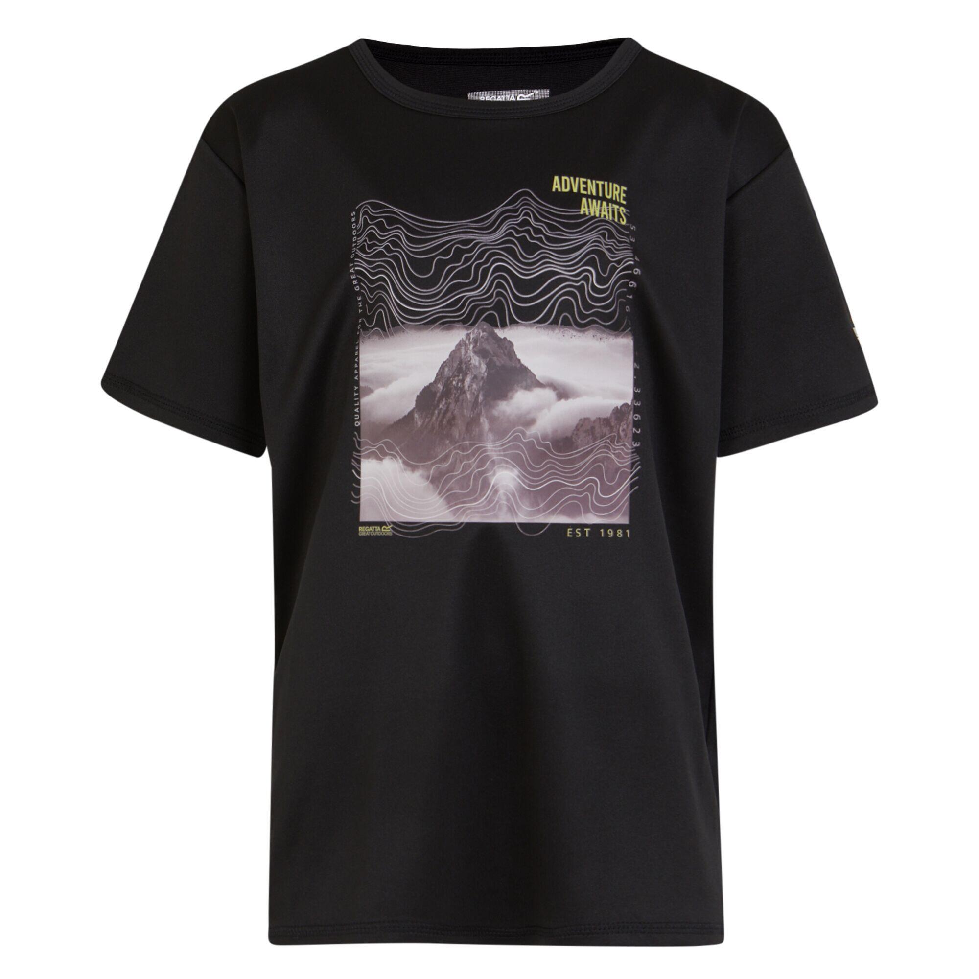 REGATTA Childrens/Kids Alvardo VIII Mountain TShirt (Black)