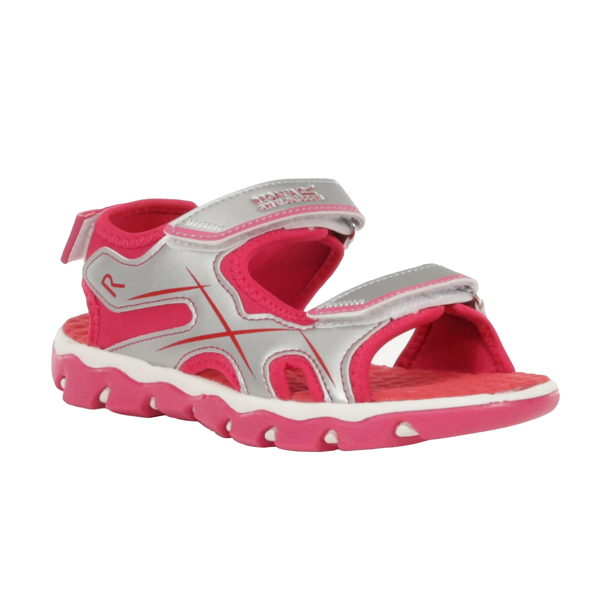 Childrens/Kids Kota Drift Sandals (Silver/Duchess Pink) 4/5