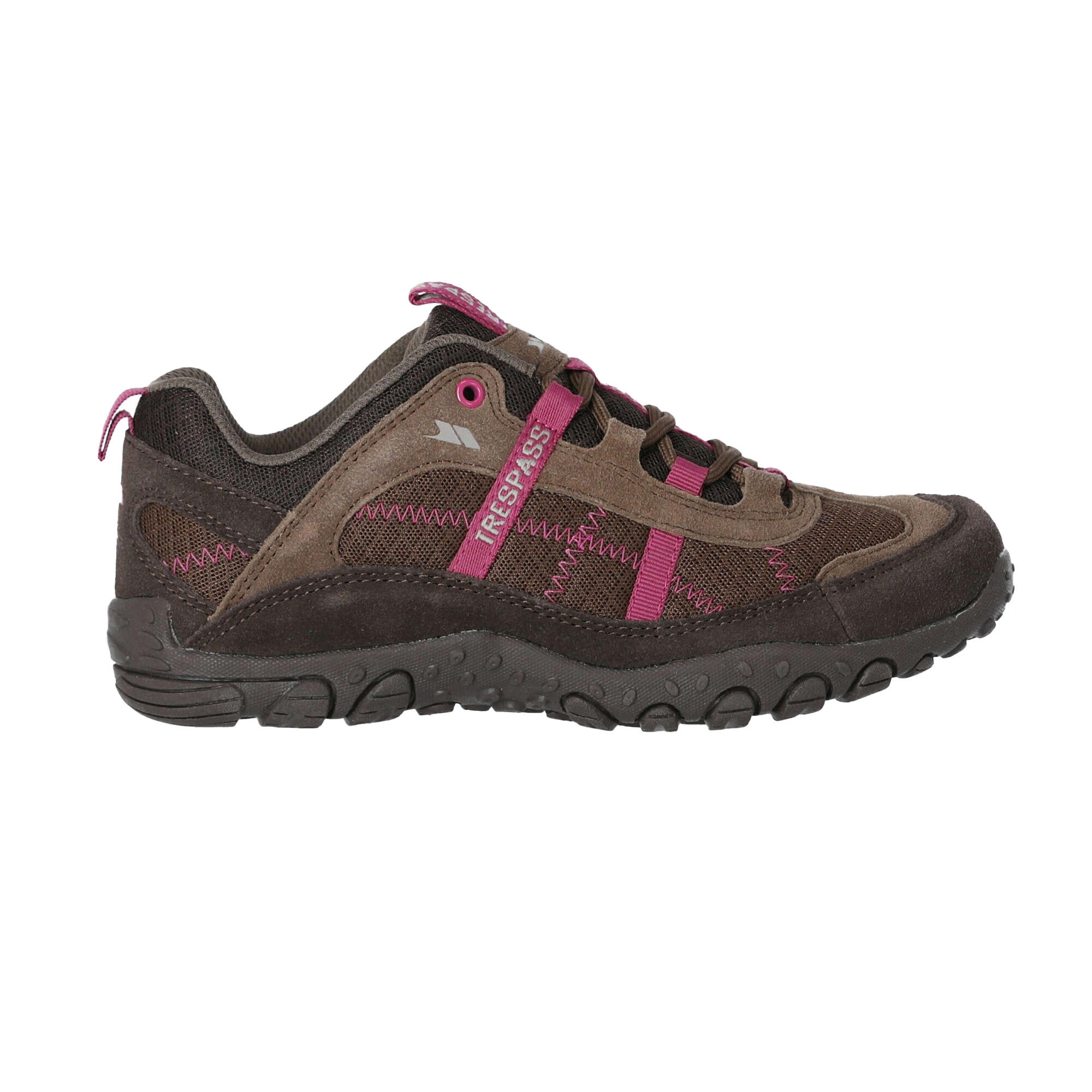 FELL women's walking shoes (Dark brown/pink)