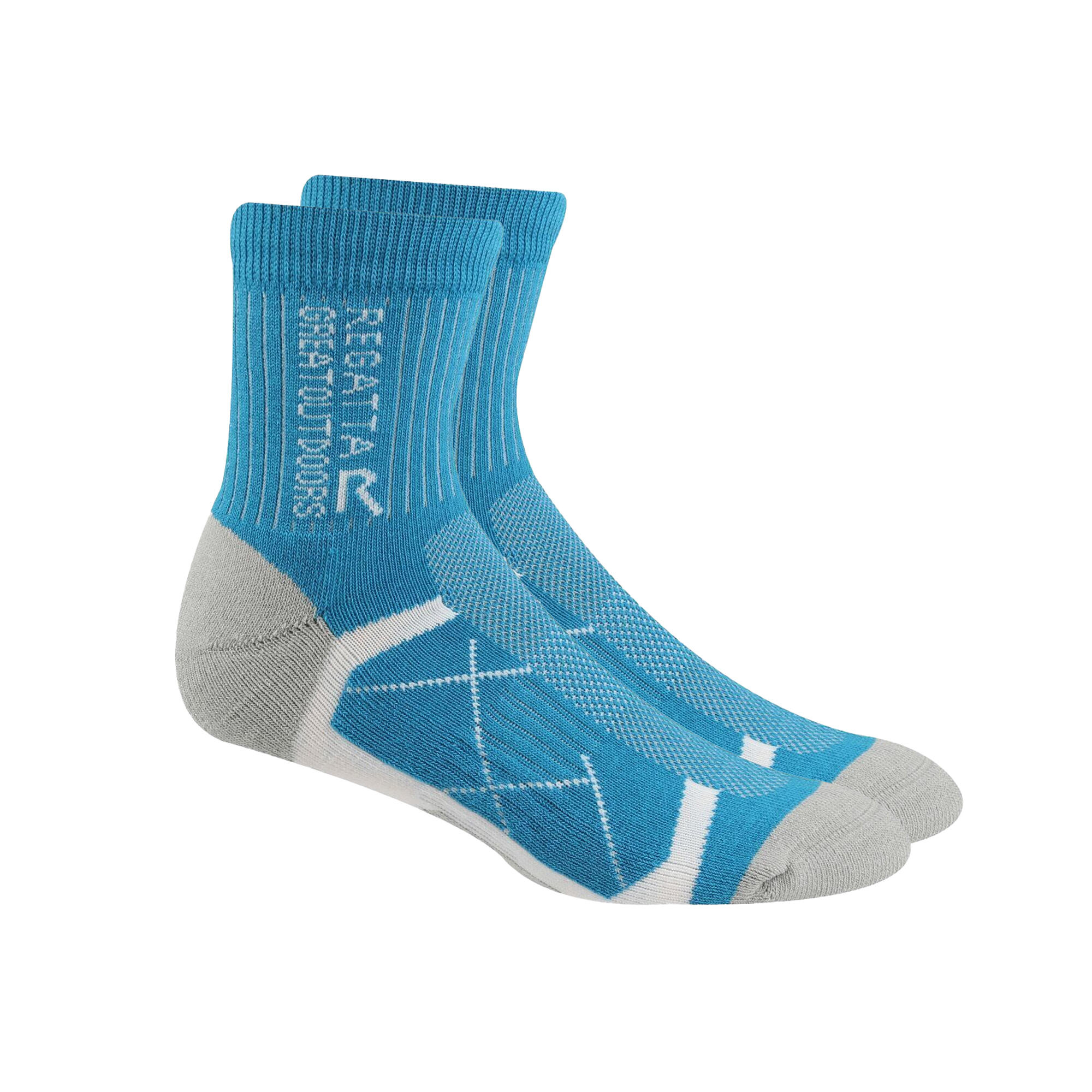 Dames Outdoor Laarzensokken (Pak van 2) (Licht staal/Niagra blauw) 2/4