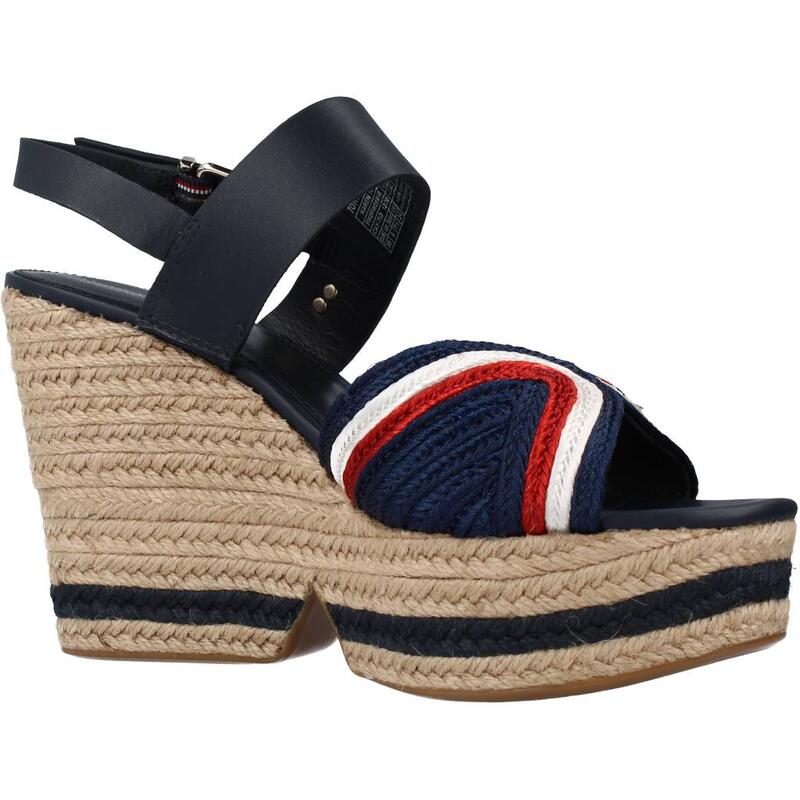 Sandalias Mujer Tommy Hilfiger Artisanal High Wedge Azul