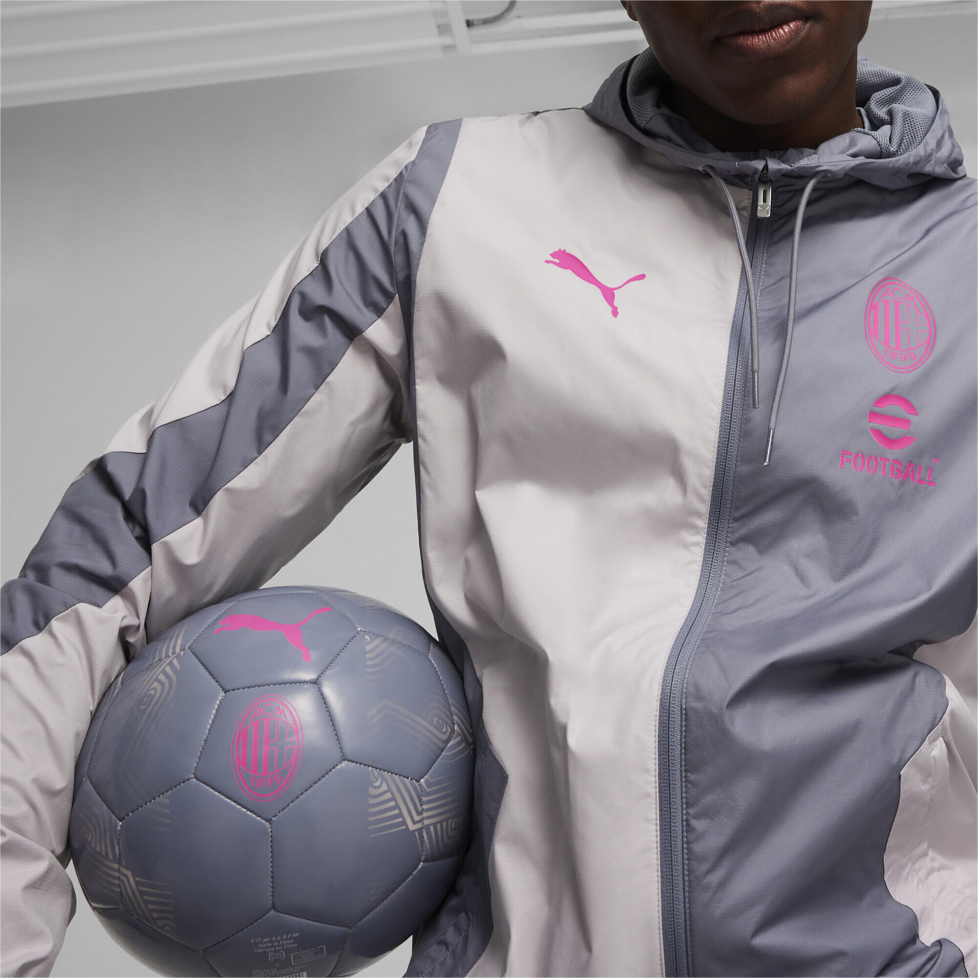 Veste tissée d'avant-match 23/24 AC Milan PUMA Gray Tile Marble 5/6