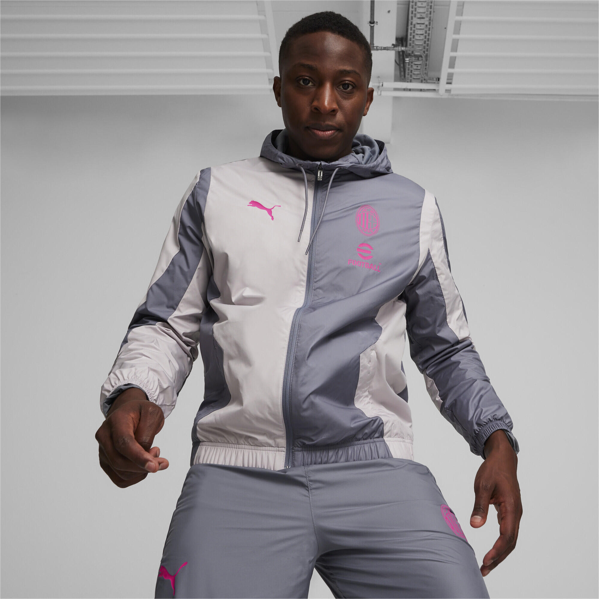 Veste tissée d'avant-match 23/24 AC Milan PUMA Gray Tile Marble 2/6