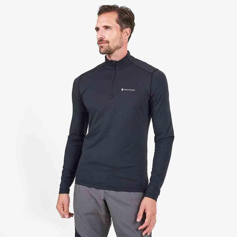 Dart Zip Neck Long Sleeved T-shirt - Black