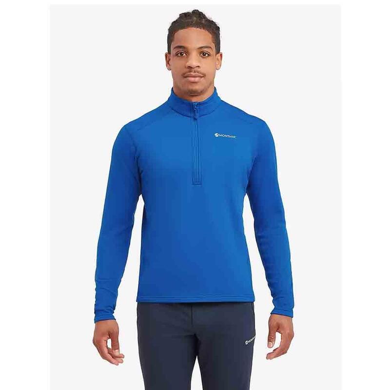 Dart Zip Neck Long Sleeve T Shirt Men's Breathable T-shirt - Blue