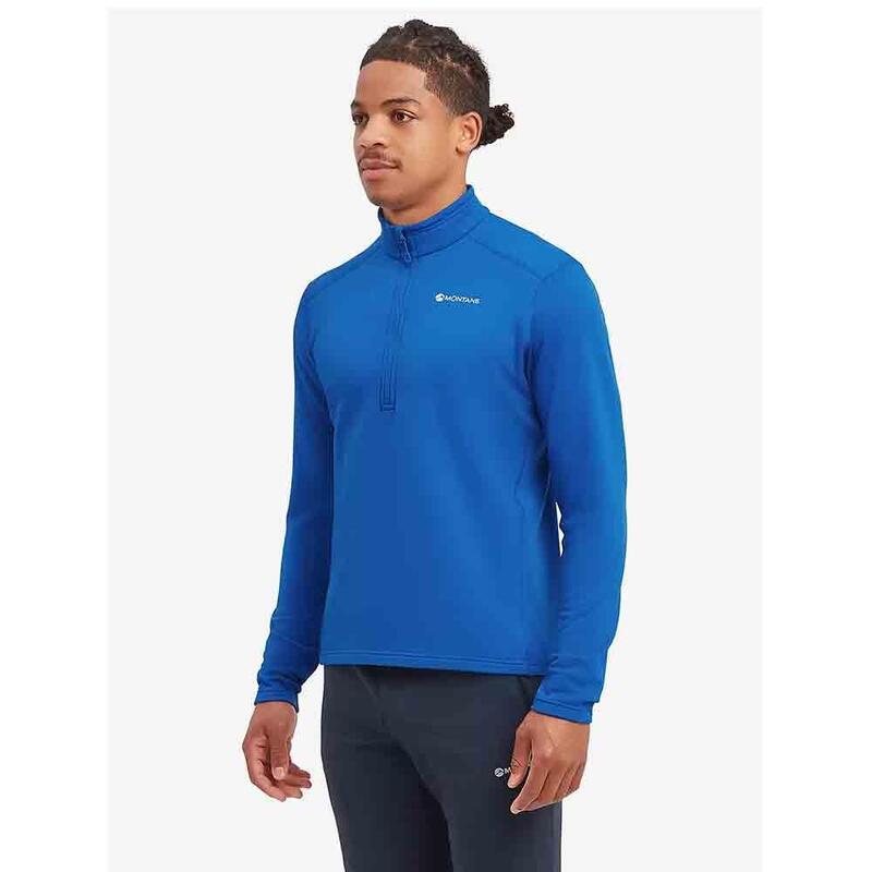 Dart Zip Neck Long Sleeve T Shirt Men's Breathable T-shirt - Blue