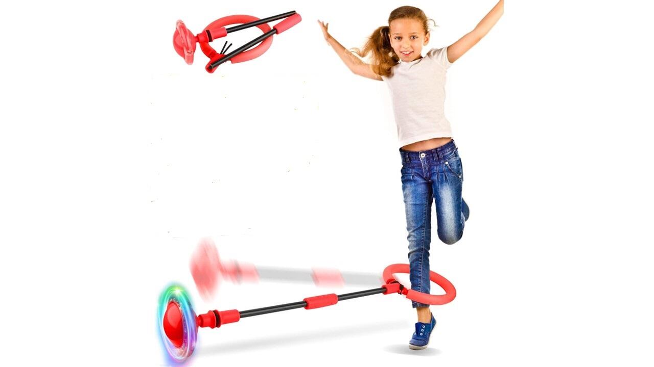 Coarda de sarit cu minge skip ball, cu iluminare LED, rabatabila