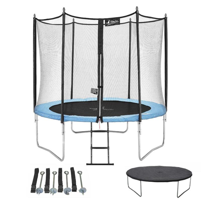 Trampoline de jardin 305 cm + échelle + bâche de protection + kit d'ancrage