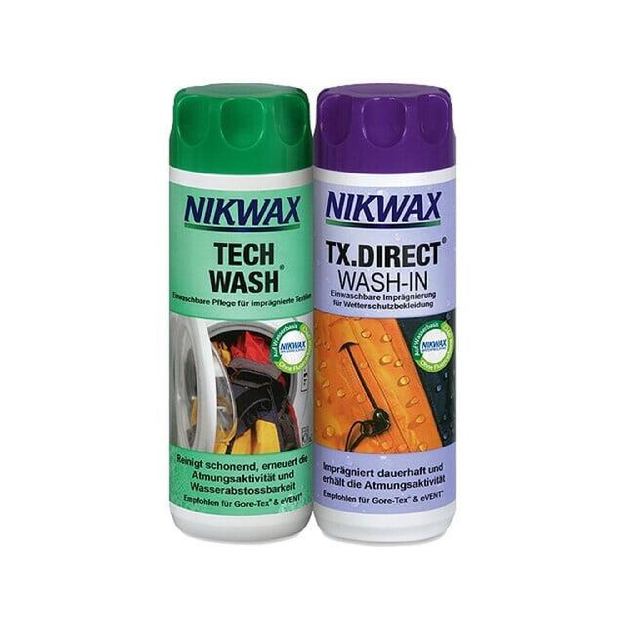 Zestaw dwóch płynów do dbania o materiały wodoodporne Nikwax 300 ml