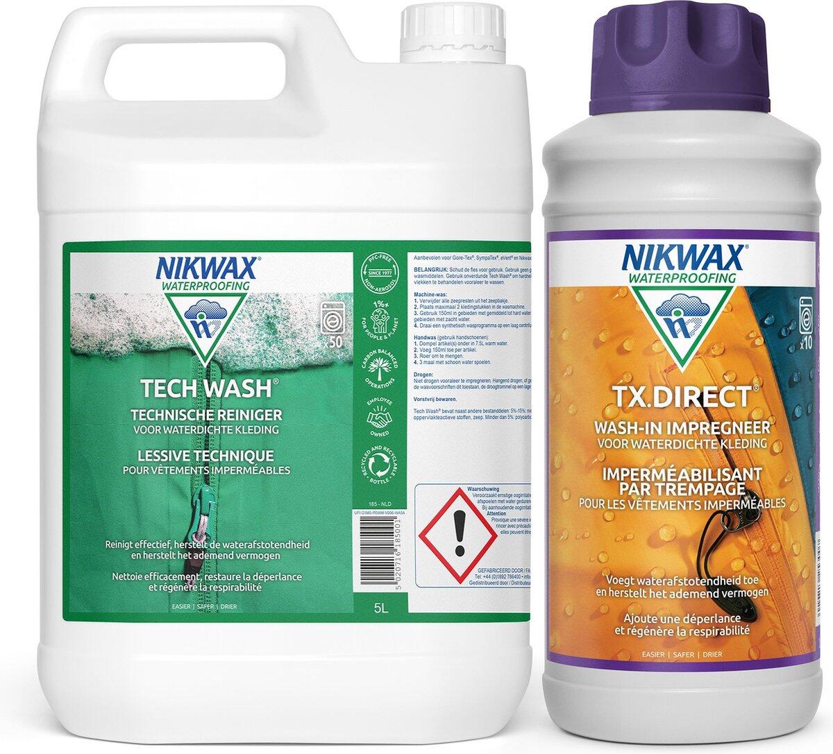 NIKWAX Wasmiddel Tech Wash 5L & impregneermiddel TX.Direct 1L