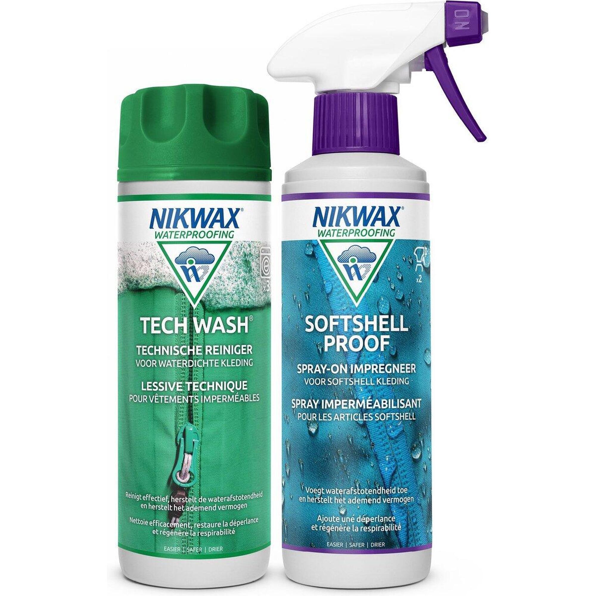 Wasmiddel Tech Wash 300ml & impregneermiddel Softshell Proof Spray-On 300ml