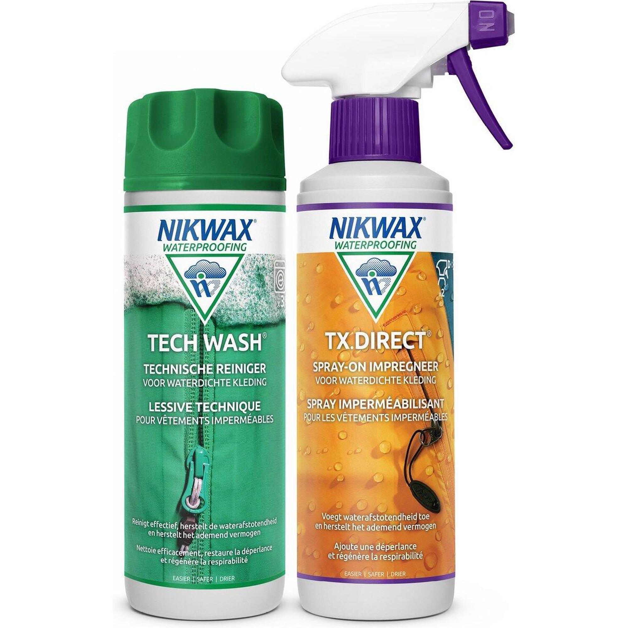 Wasmiddel Tech Wash 300ml & impregneermiddel TX.Direct 300ml Spray-On