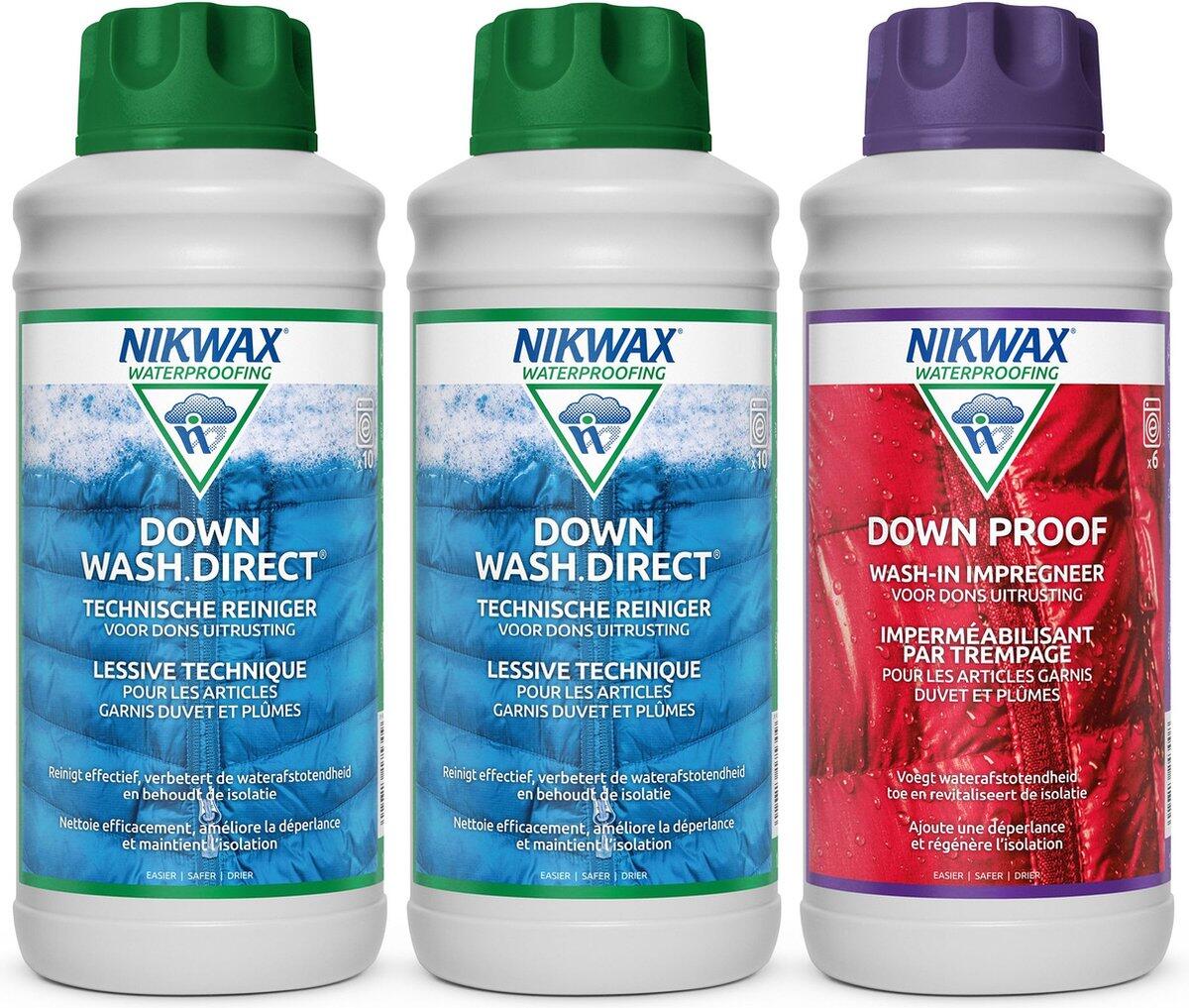 NIKWAX Impregneermiddel voordeelpakket - Nikwax 2x Down Wash 1L & 1x Down Proof 1L
