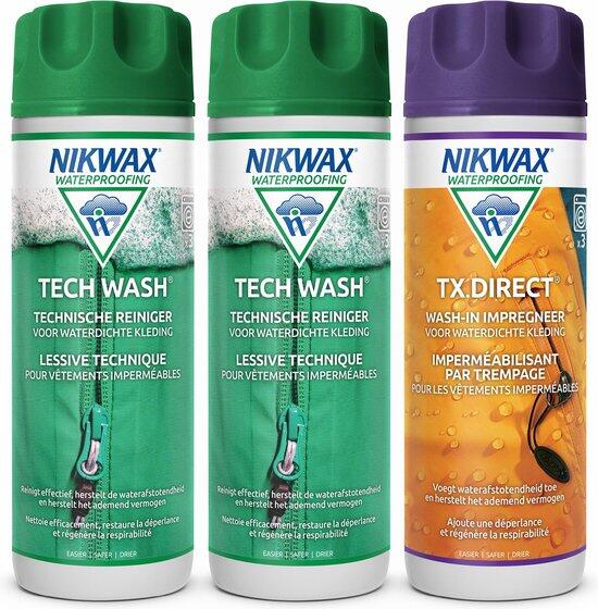 NIKWAX 2x wasmiddel Tech Wash 300ml & 1x impregneermiddel TX.Direct 300ml