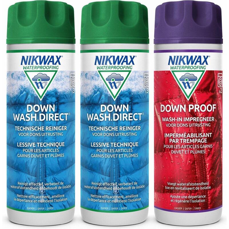 Ensemble de traitement imperméabilisant - Nikwax 2x Down Wash & 1x Down Proof