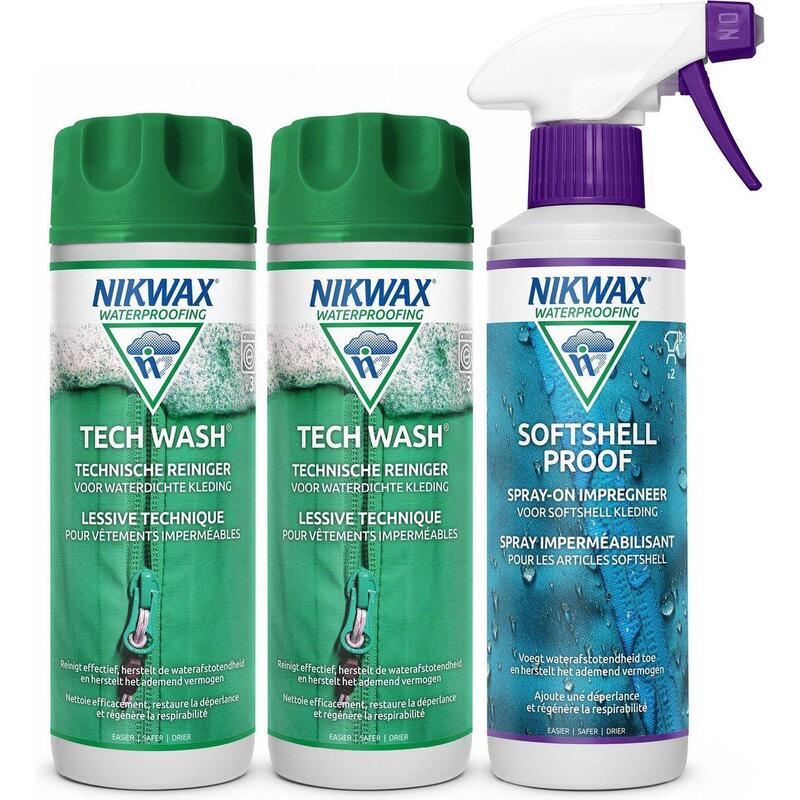 Impregneermiddel voordeelset - 2x Tech Wash & 1x Softshell Proof Spray-On