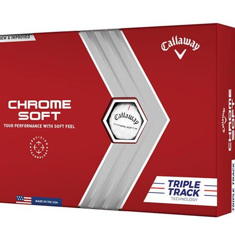 Packung mit 12 Golfbällen Callaway Chrome Soft Triple Track Weiß New