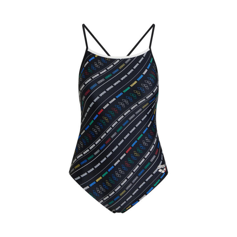 Ladies Diagonal 5.0 Thin Strap One Piece - Black