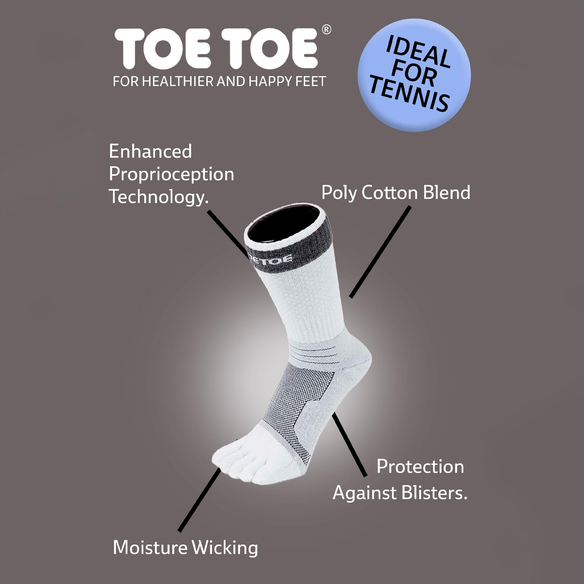1 Pack Mens & Ladies Sports Tennis Ankle Toe Socks 4/4