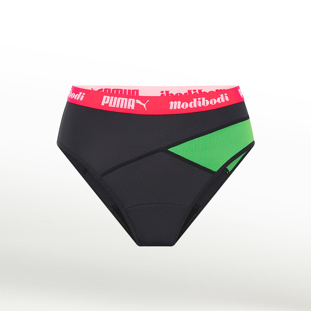 Modibodi Period Pants Puma X Modibodi Hi Cut Full Brief Moderate-Heavy Green 1/4