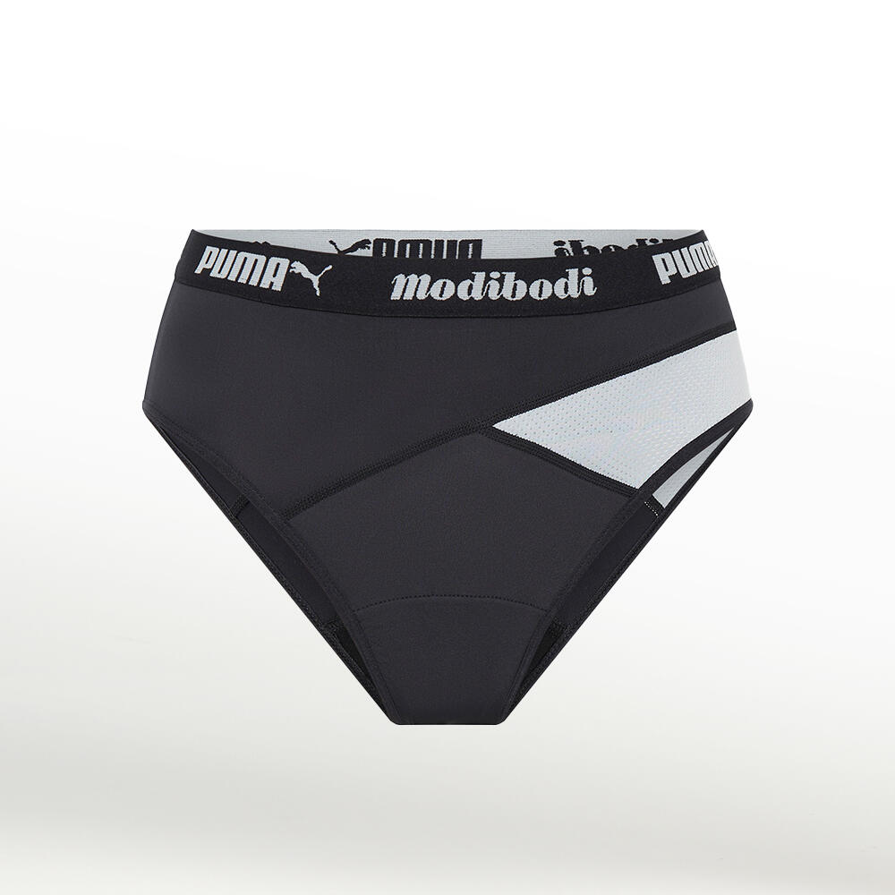 Modibodi Period Pants Puma X Modibodi Hi Cut Full Brief Moderate-Heavy Black 1/4