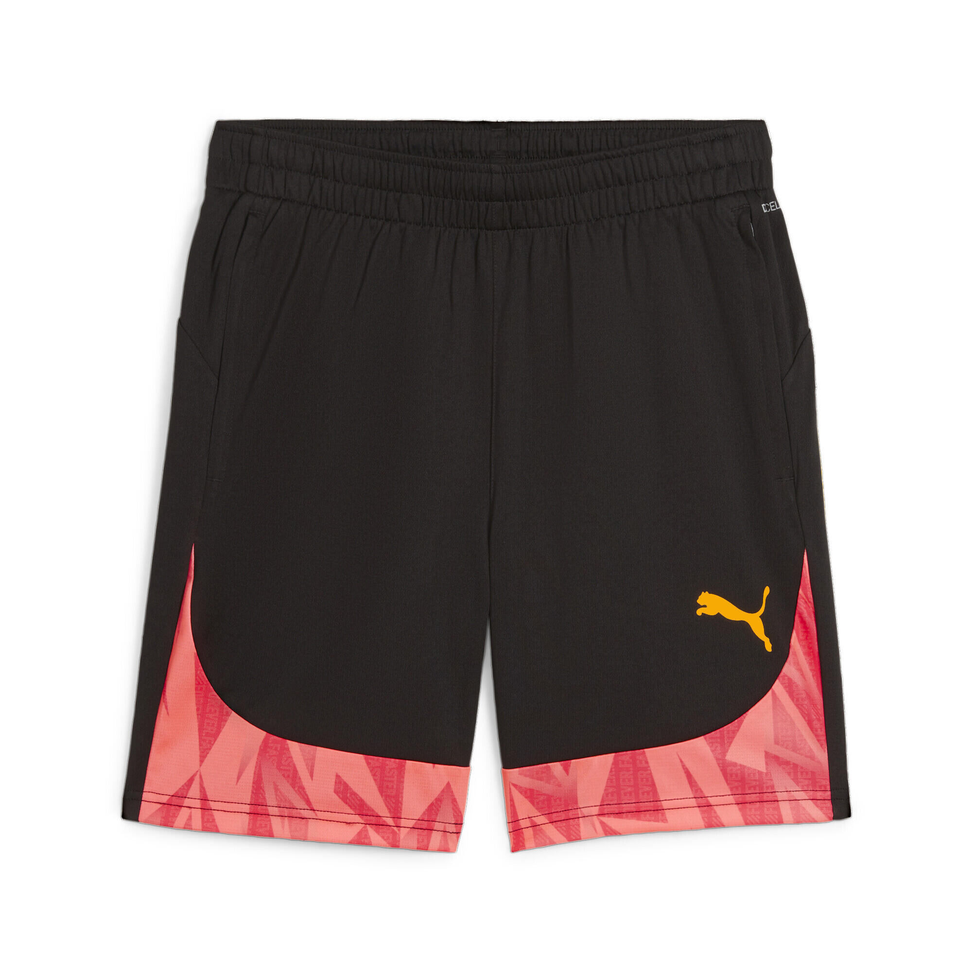 Męskie spodenki piłkarskie individualFINAL PUMA Black Sun Stream Orange