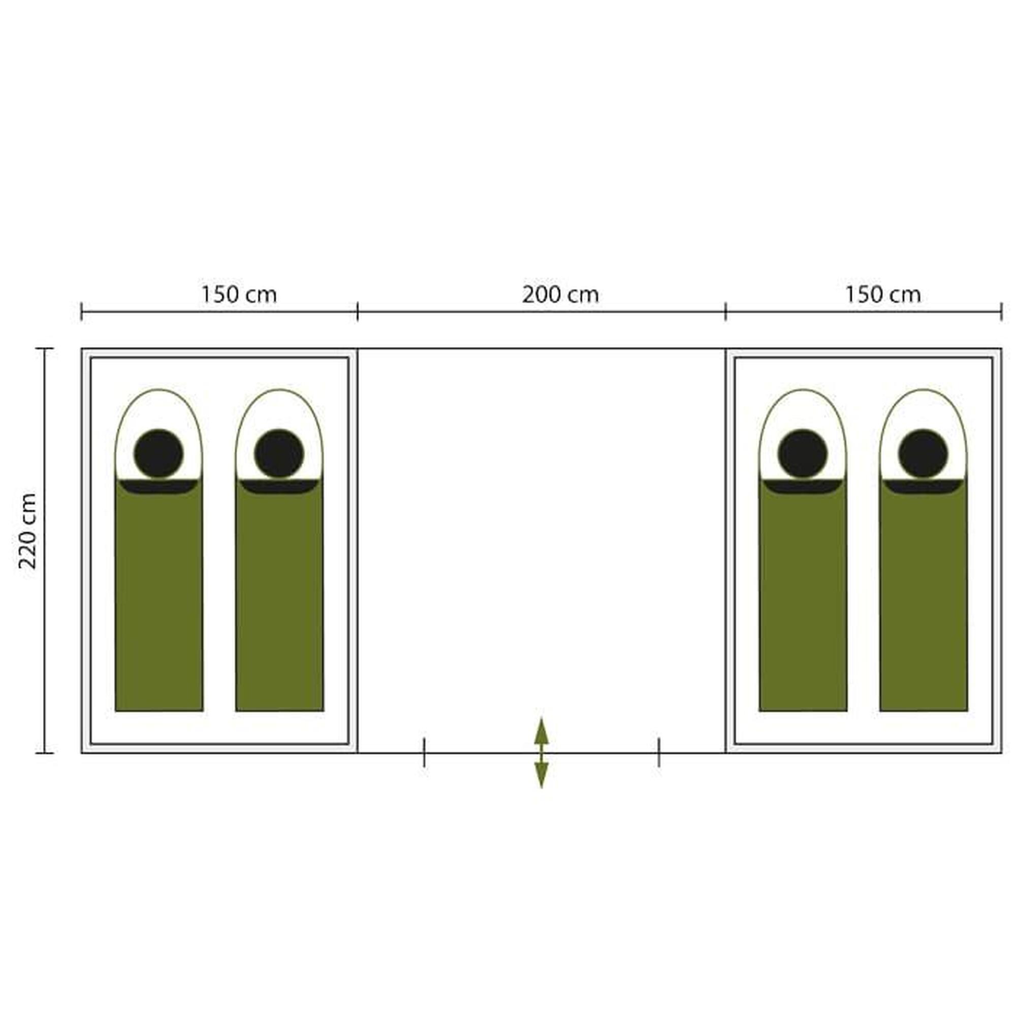 Tente dôme familiale Hammerfest 4 Protect - sol cousu - 4 personnes - 2 cabines