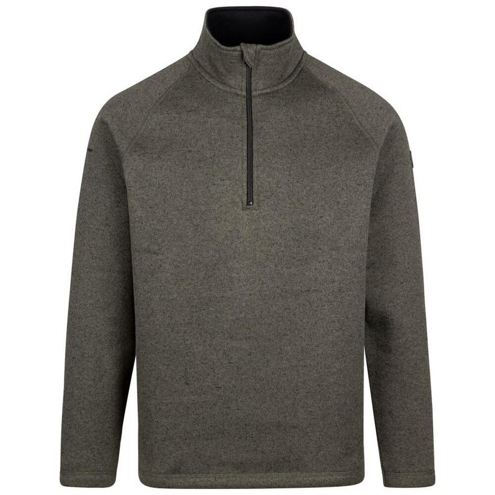 TRESPASS Mens Corsham Marl Half Zip Fleece Top (Dark Vine)